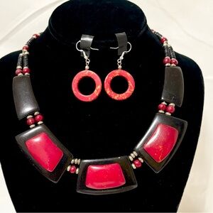 Multi colored Bone Necklace Earring set